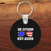 New Us Citizen Est 2025 American Immigrant Citizen Sleutelhanger (Voorkant)