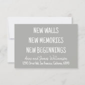 NEW WALLS NEW MEMORIES NEW BEGINNINGS Moving Aankondiging (Voorkant)