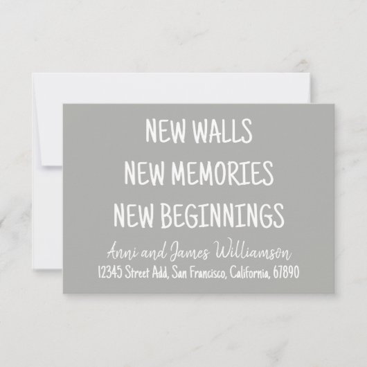 NEW WALLS NEW MEMORIES NEW BEGINNINGS Moving Aankondiging (Voorkant)