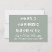 NEW WALLS NEW MEMORIES NEW BEGINNINGS Moving Aankondiging (Voorkant)