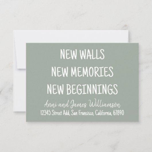 NEW WALLS NEW MEMORIES NEW BEGINNINGS Moving Aankondiging (Voorkant)