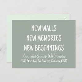 NEW WALLS NEW MEMORIES NEW BEGINNINGS Moving Feestdagenkaart