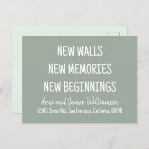 NEW WALLS NEW MEMORIES NEW BEGINNINGS Moving Feestdagenkaart
