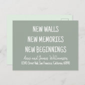 NEW WALLS NEW MEMORIES NEW BEGINNINGS Moving Feestdagenkaart (Voorkant / Achterkant)