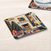 New Wave 1980s Pop Art Christmas Coaster Kartonnen Onderzetters (Schuin)