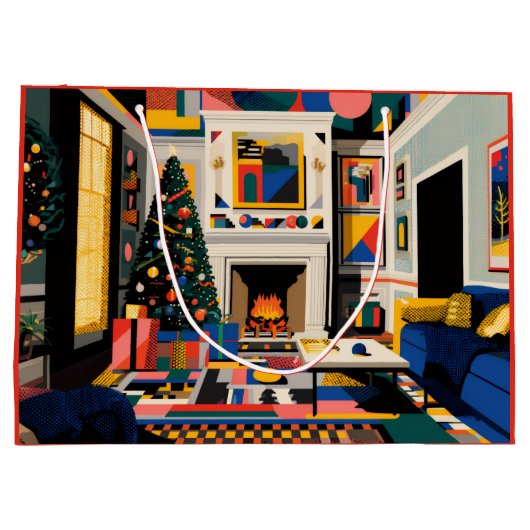 New Wave 1980s Pop Art Christmas Groot Cadeauzakje (Achterkant)