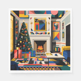 New Wave 1980s Pop Art Christmas Napkins Servet