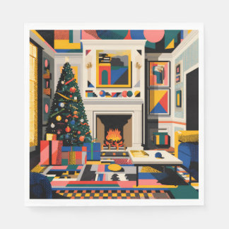 New Wave 1980s Pop Art Christmas Napkins Servet