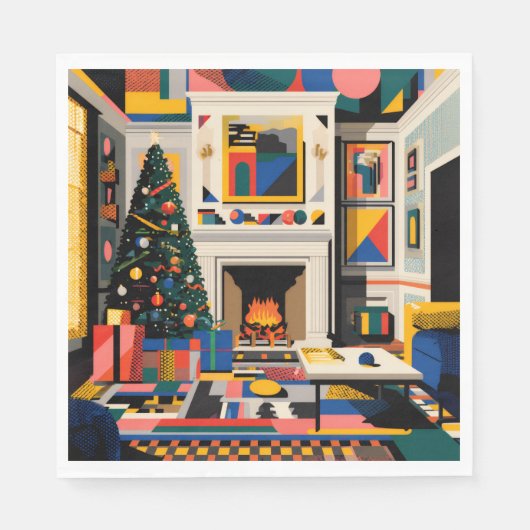 New Wave 1980s Pop Art Christmas Napkins Servet (Voorkant)