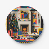 New Wave 1980s Pop Art Christmas Papieren Bordje (Voorkant)