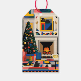 New Wave 1980s Pop Art Christmas Tag Cadeaulabel