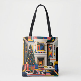 New Wave 1980s Pop Art Christmas Tote Tote Bag