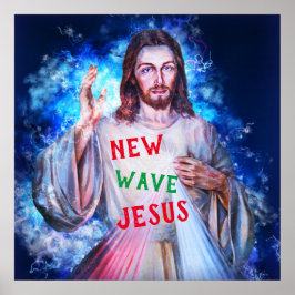 New Wave Jesus die uit de hemel komt Christelijk Poster