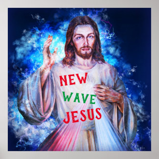 New Wave Jesus die uit de hemel komt Christelijk Poster