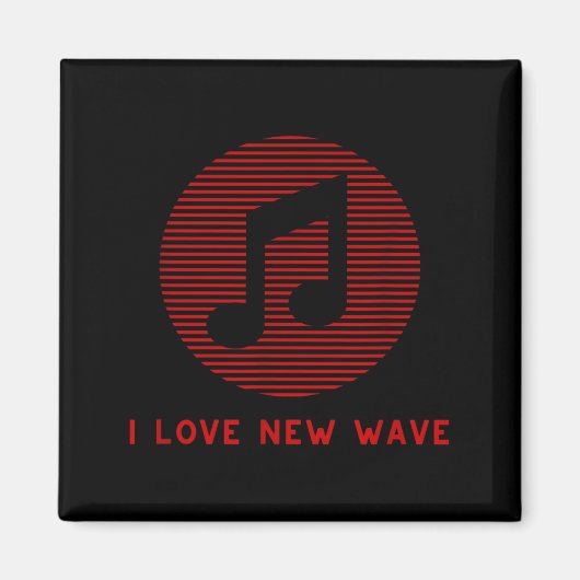 New Wave Music Red And Black Funny 70's 80's Music Magneet (Voorkant)
