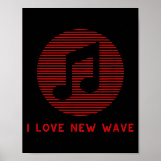 New Wave Music Red And Black Funny 70's 80's Music Poster (Voorkant)