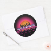 New Wave Retro Los Angeles Ronde Sticker (Envelop)