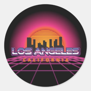 New Wave Retro Los Angeles Ronde Sticker