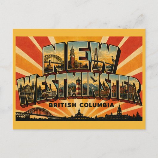 New Westminster BC Royal City Briefkaart (Voorkant)