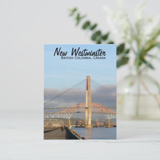 New Westminster Quay Boardwalk en Harbour Briefkaart (Staand voorkant)