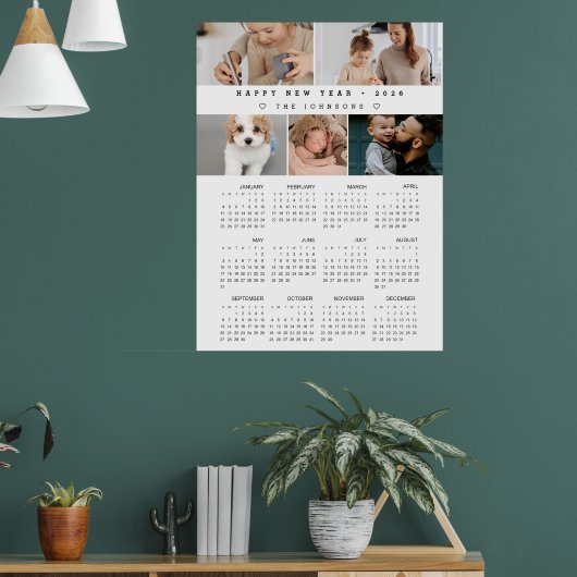 New Year 12 Month Custom Photos 2026 Calendar Poster (Woonkamer 1)
