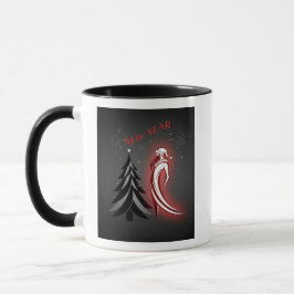 New Year 2026 – Black & White Mug with Red Accent  Mok