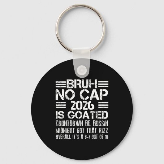 New Year 2026 Bruh No Cap Countdown Bussin Funny R Sleutelhanger (Voorkant)
