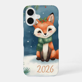 new year 2026 cute winter fox iphone case iPhone 16 hoesje