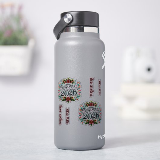 New Year 2026 Floral New York Forever Sticker (HydroFlask)