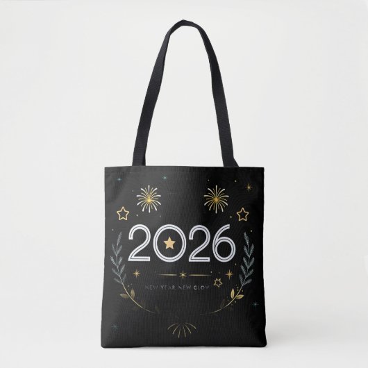 New Year 2026 Gold Fireworks “New Year, New Glow” Tote Bag (Voorkant)