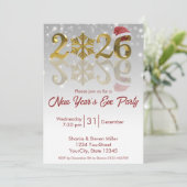 New Year 2026 Golden with Snowflake and Santa Hat Kaart (Staand voorkant)