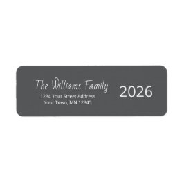 New Year 2026 Modern Simple Gray Return Address  Etiket