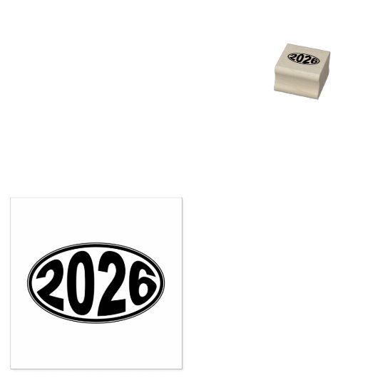 New Year 2026 Oval Sticker Rubberstempel (Gestempeld)