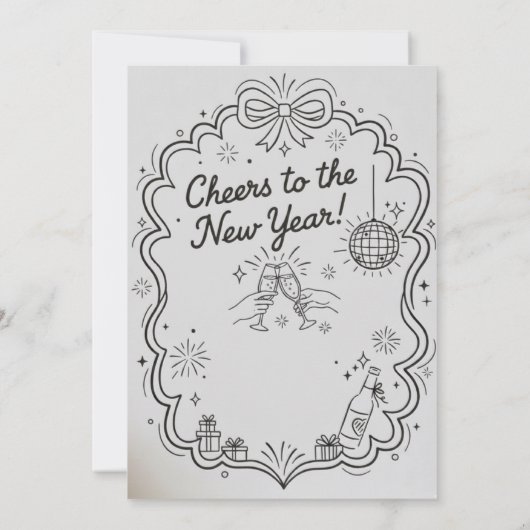 New Year 2026 Party Invitation Printable Kaart (Achterkant)