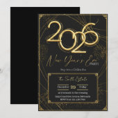 New Year 2026 Party Invitation Printable Kaart (Voorkant / Achterkant)