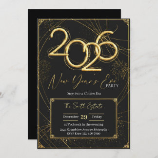 New Year 2026 Party Invitation Printable Kaart
