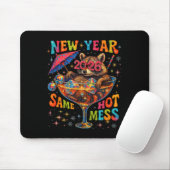 New Year 2026 Same Hot Mess Funny Raccoon Gift  Muismat (Met muis)