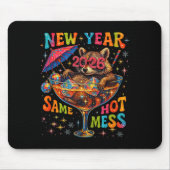 New Year 2026 Same Hot Mess Funny Raccoon Gift  Muismat (Voorkant)