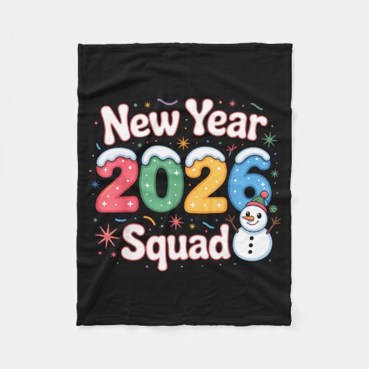 New Year 2026 Squad Funny Snowman Holiday Celebrat Fleece Deken (Voorkant)