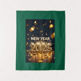 New Year 2026 Tapestry - Custom Luxe Wall Hanging Wandkleed