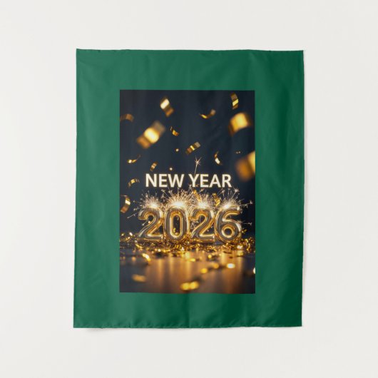 New Year 2026 Tapestry - Custom Luxe Wall Hanging Wandkleed (Voorkant)