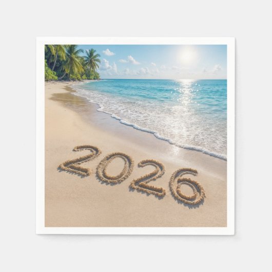 New Year 2026 Text On a Tropical Beach Servet (Voorkant)