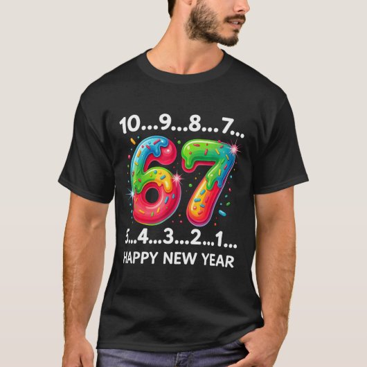 New Year 67 Candy Countdown Funny Happy New Year 2 T-shirt (Voorkant)