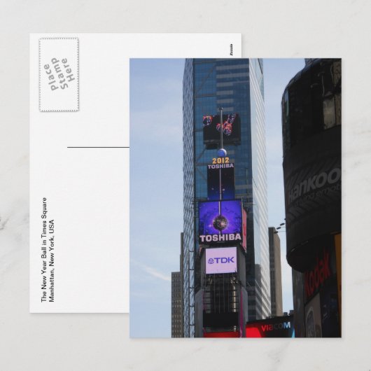 New Year Ball Times Square Briefkaart New York Cit (Voorkant / Achterkant)