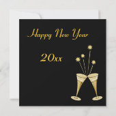 New Year Black Gold Champagne Uitnodiging (Achterkant)