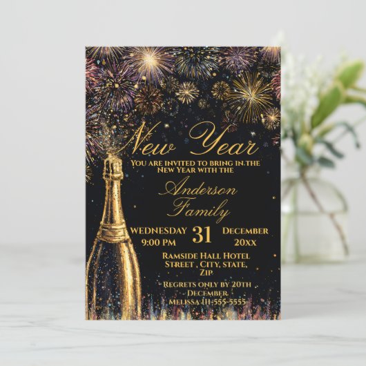 New Year Bubbly Celebration Kaart (Staand voorkant)