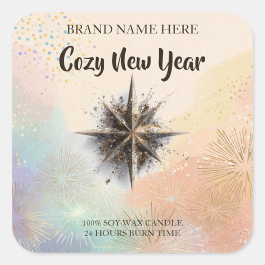 New Year Candle Sticker – Warm & Cozy Design (Voorkant)