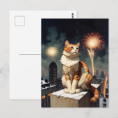new year cat briefkaart (Voorkant / Achterkant)
