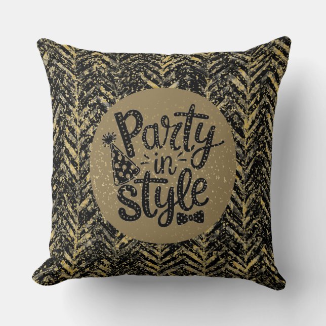 New Year Celebrate,Party in Style,Black Gold  Art Kussen (Voorkant)