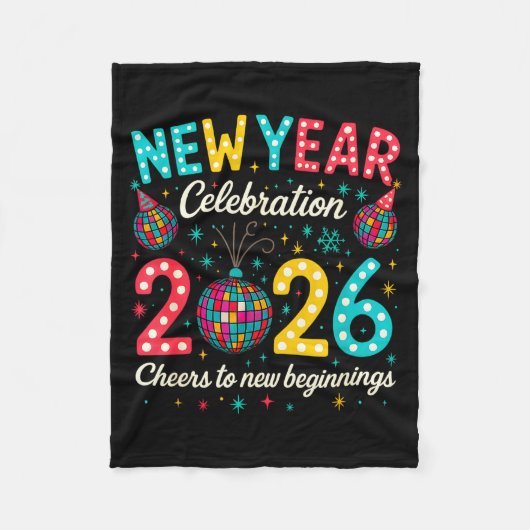 New Year Celebration 2026 Disco Ball Matching Wint Fleece Deken (Voorkant)